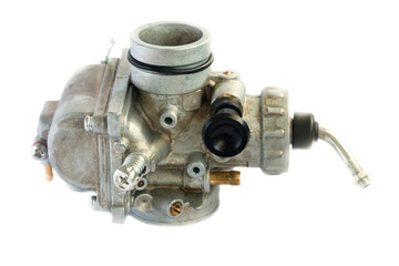 Carburetor for motorcycle part engine on white background