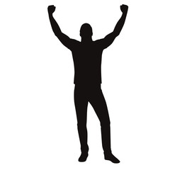 Happy Man Raise Their Hands Silhouette
