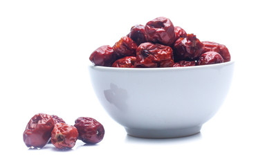 Dried red date or Chinese jujube isolated on white background