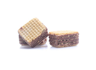 wafer chocolate dessert on white background