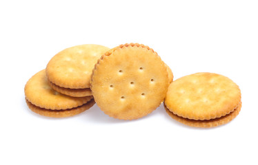 Sandwich cracker on white background