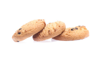 Chocolate chip cookies isolated on white background. Sweet biscuits