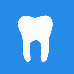 Stomatology and Dental Treatment Symbol Tooth Icon with long shadow on Stylish Background Modern Flat Design Vector Illustration