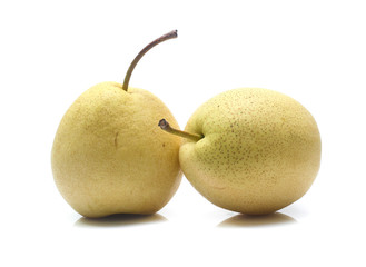 Chinese pear on white background,yellow