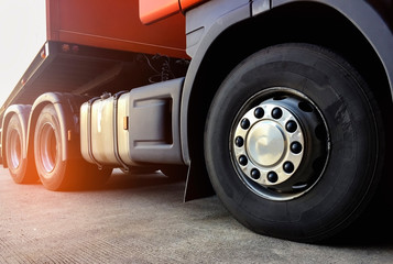 truck transportation, wheels of semi truck trailer. © Siwakorn1933