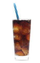 Cola in a glass isolated on white