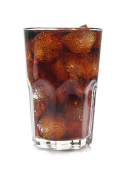 Cola in a glass isolated on white
