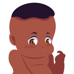 cute little baby sitting on white background