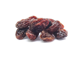 Organic dried Raisins isolated on white background