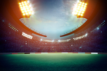lights at night and stadium 3d render