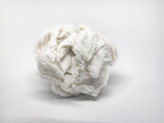 Crumpled Tissue paper,White Background,Wipe clean,Tecture,Nature,lump