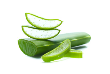 Aloe sliced, isolated on a white background