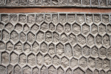 Hexagon gray cement wall texture and background