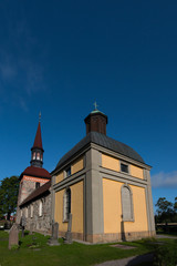 Fototapeta premium A morning view of the Lovö church at Drottningholm in Stockholm