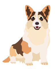 Dog welsh korgi. cartoon style vector illustration isolated on white background.