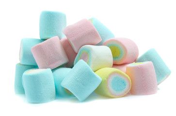 colorful marshmallows candy isolated on white background