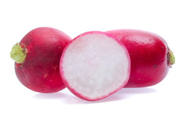 Small garden radish isolated on white background