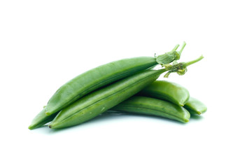 Fresh peas isolated on white background