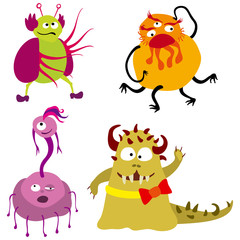Cartoon monsters set/ Illustration cartoon creatures funny eerie monsters set