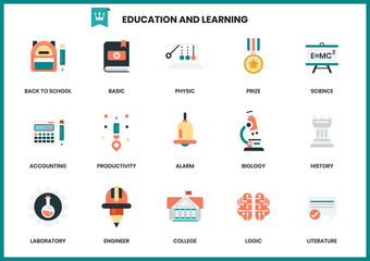 education icons set for business