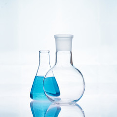The glass bulb. Chemical flask. Chemical vessels. Glassware.