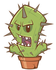 Vector illustration Cartoon Cactus monster