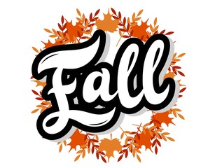 Fall. Hand drawn lettering. Vector illustration. Best for Autumn design