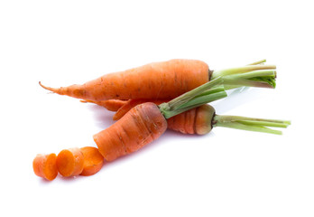 fresh carrots isolated on white background