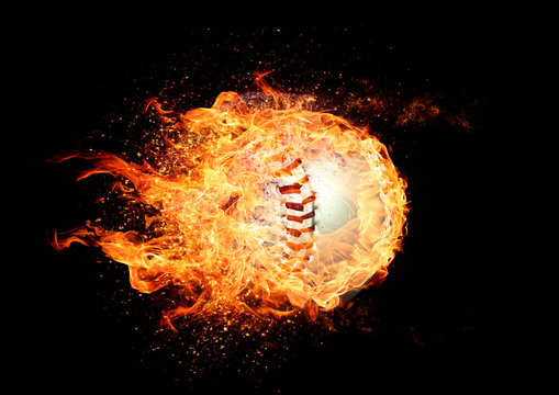 燃え上がる野球ボール