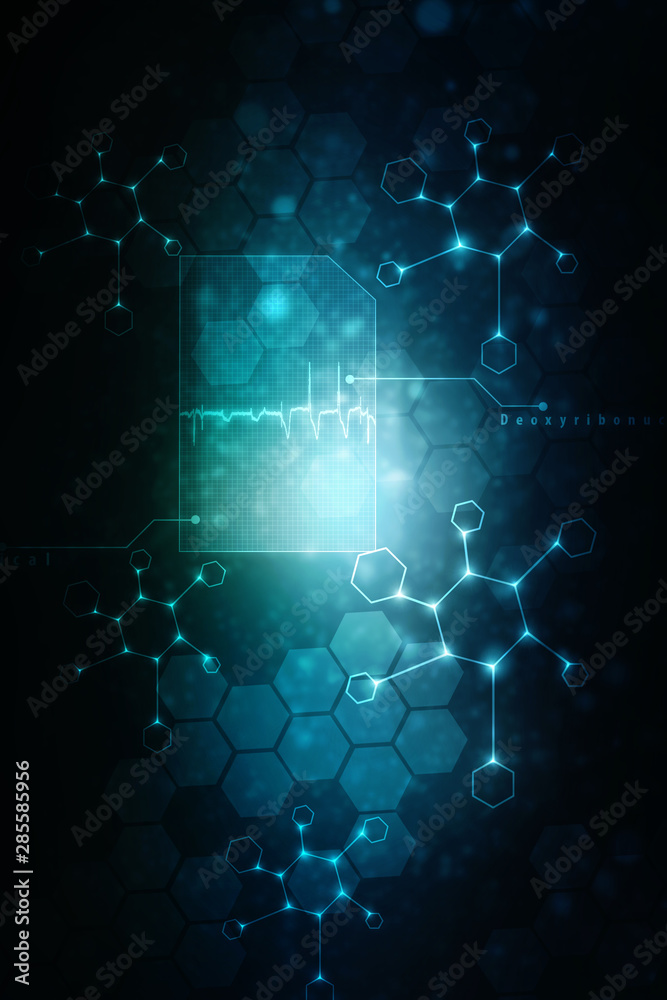 Wall mural 2d illustration medical structure background