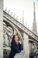 Fototapeta premium female tourist exploring the duomo in Milan Italy
