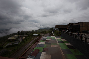 Bright sky from the corner of the restaurant. Or from the lodge The scenery is beautiful (Wat Phra That Pha Son Kaeo) in the district of Khao Kho. Phetchabun Province, Thailand