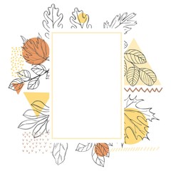  Vector frame with hand drawn autumn leaves .  Sketch illustration