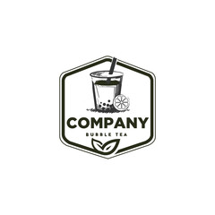 bubble tea vintage drawn logo design