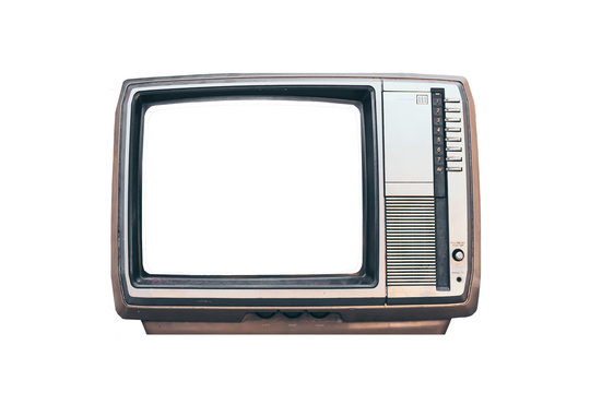 realistic retro television mock up .copy space .photo space isolate white background