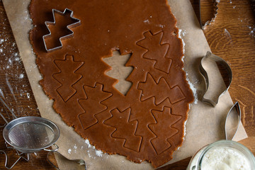 Fragrant gingerbread cookies with nuts. The process of baking gingerbread.