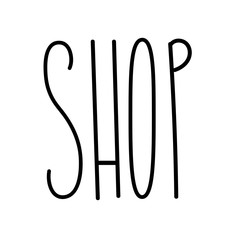 Shop cafe words text set for decoration design template