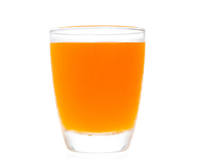 Full glass of orange juice isolated on white background