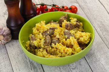 Rice with Chicken hearts