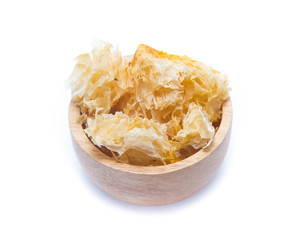 White jelly fungus, snow fungus, traditional chinese herbal medicine isolated on white background