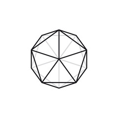 Vector geometric black line polygon. icosahedron. Isolated on white background.