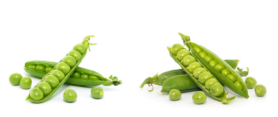 fresh green peas isolated on a white background