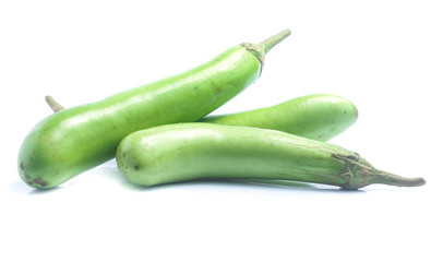 green eggplants on white background