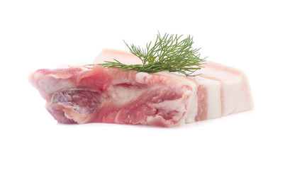 Pork belly on a white background