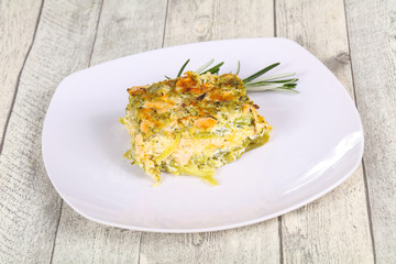 Tasty casserole with salmon and broccoli