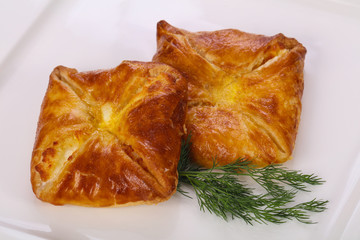 Hot tasty pie with cheese
