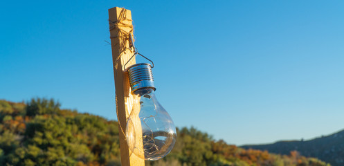 New idea solar energy light bulb concept for saving power and development.