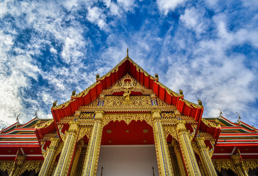 Lahan Temple, Bang Bua Thong, with the main Buddha image in the chapel is the Sukhothai Art Buddha image.