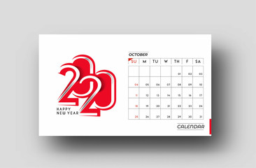 Happy new year 2020 Calendar - New Year Holiday design elements for holiday cards