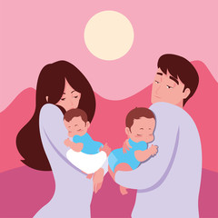 mom and dad carrying her newborn